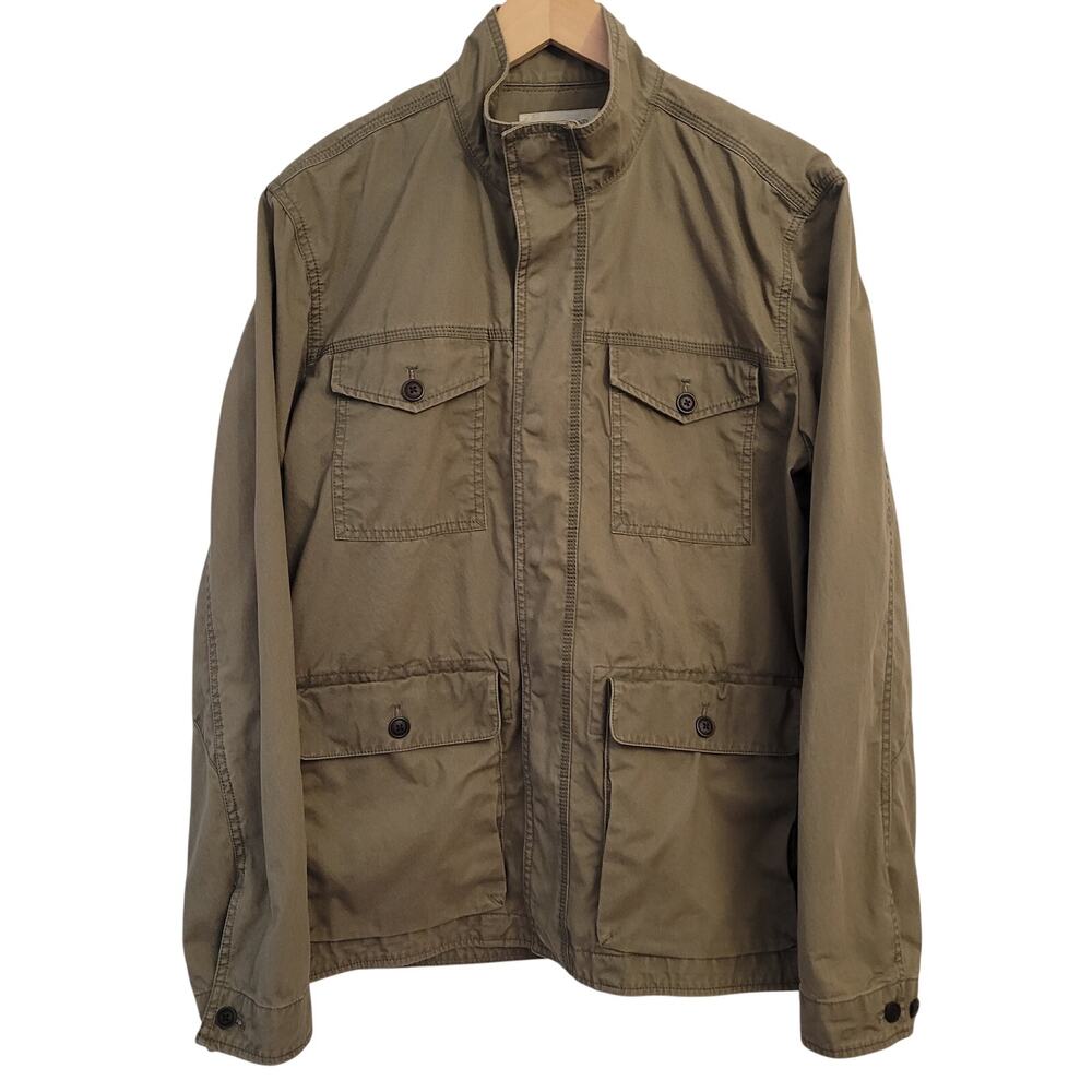Lucky Brand Olive Utility Jacket Military Field Casual Cotton Large Army Green